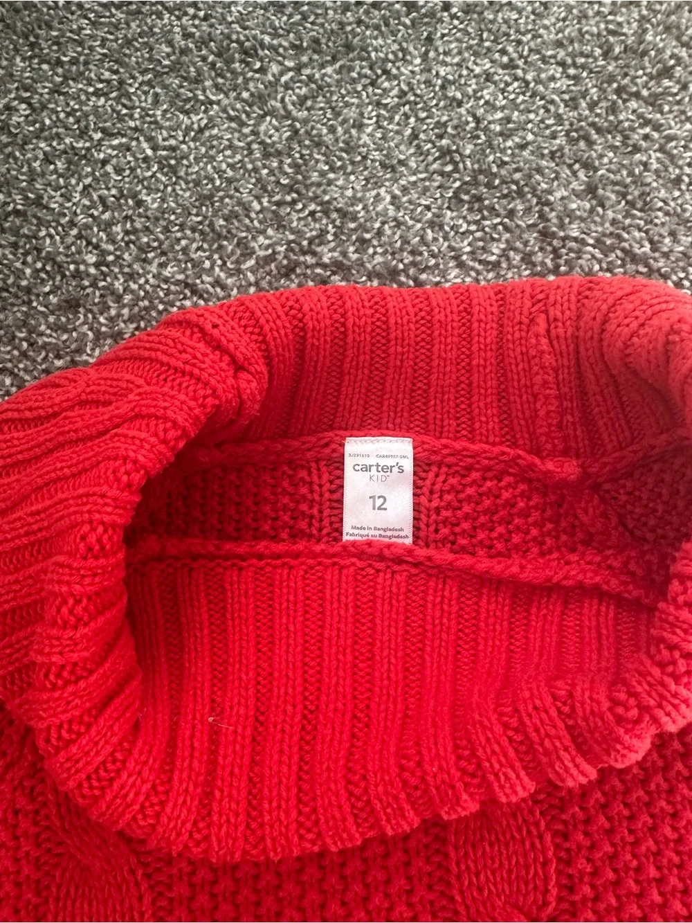 Carter's Red Cable Knit Turtleneck Sweater Poncho